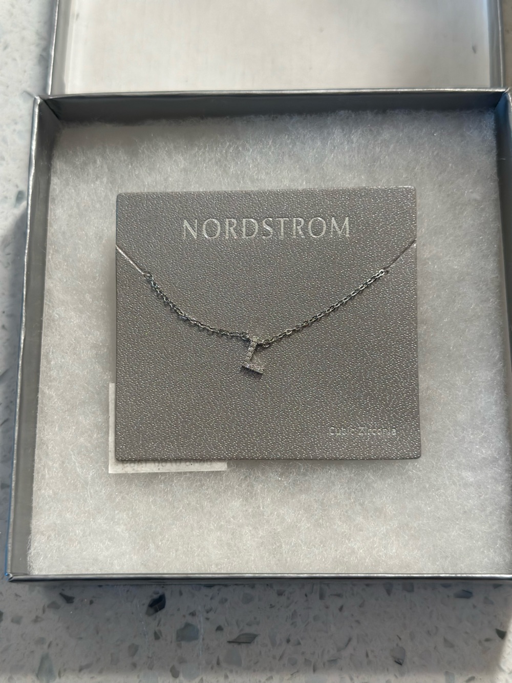 Cubic zirconia initial “L” necklace